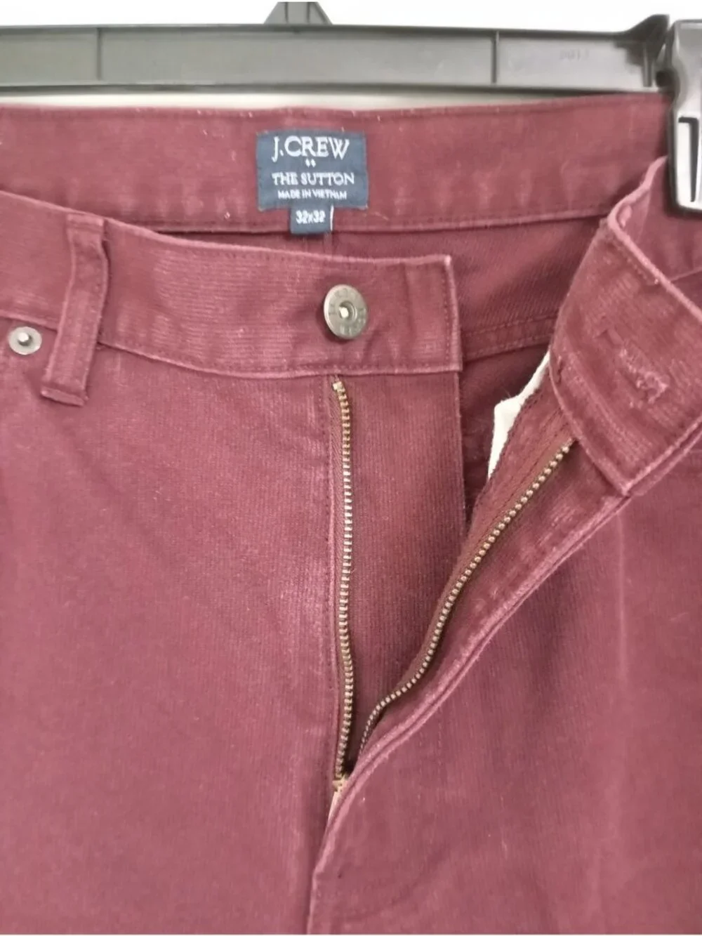 J.Crew Mens The Sutton Corduroy Pants In Burgundy Size 32x32